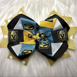 🎀🏒 NHL Las Vegas Golden Knights Hockey Hair Bow Barrette Clip 🏒🎀